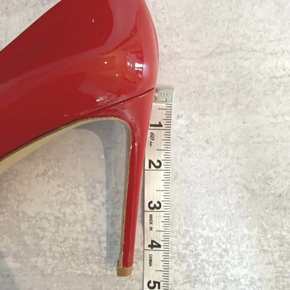 Salvatore Ferragamo Red Patent Leather Osimo Bow Platform Pumps‎ 9.5C